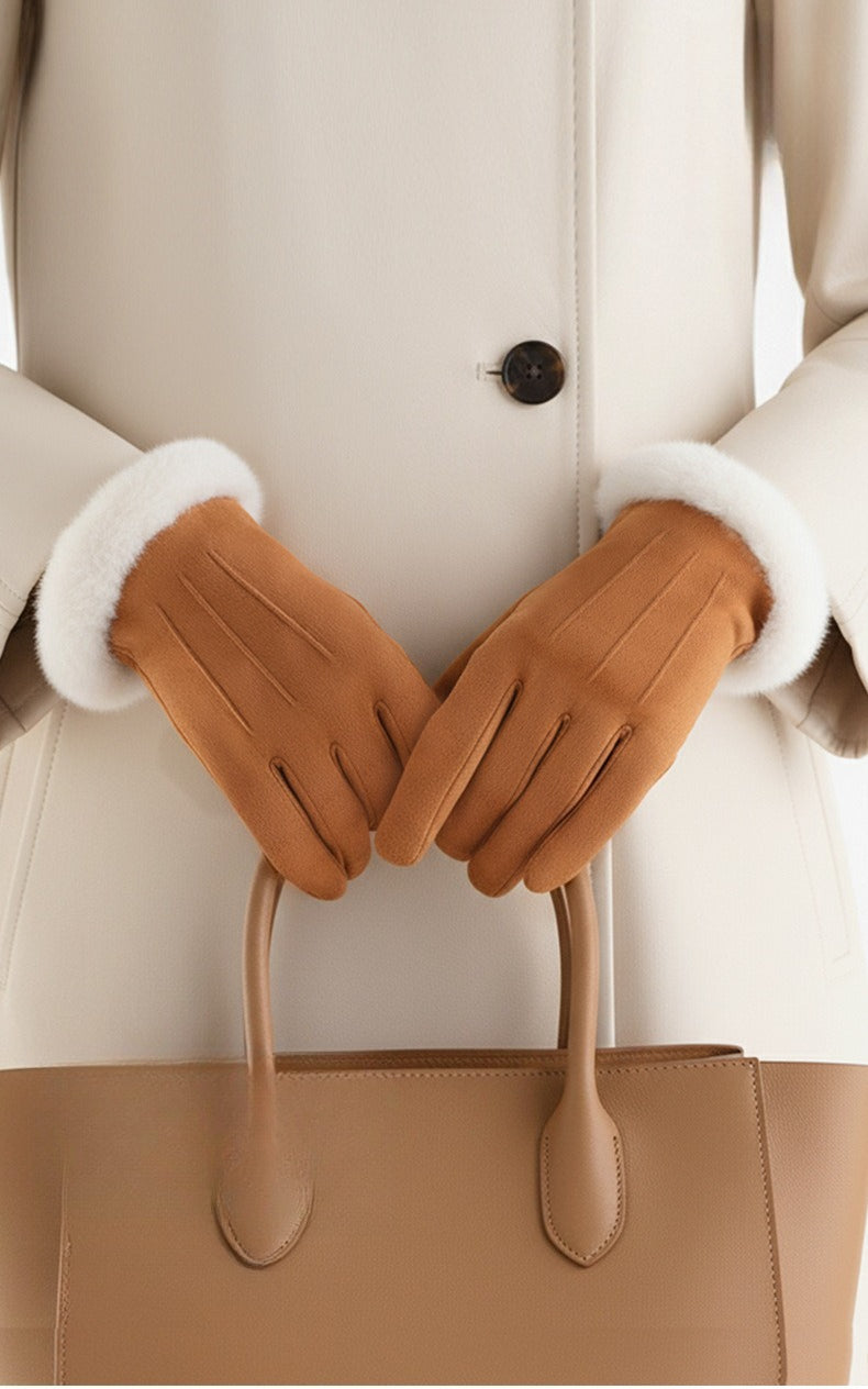 Windproof Fleece Lined Suede Touchscreen Gloves