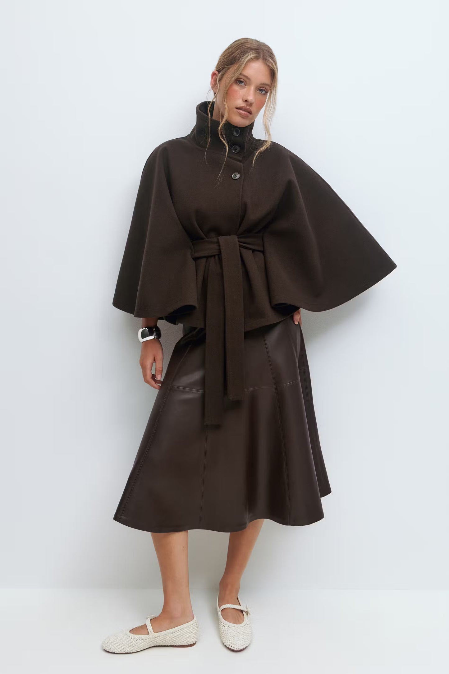 Serena Belted Cape Coat