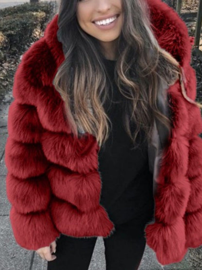 Artificial Fur Hooded Coat Parties Coats
