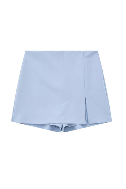 Zipper High Waist Slit Front Skort