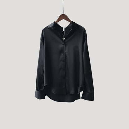 | Satin Long Sleeve Button Up Blouse