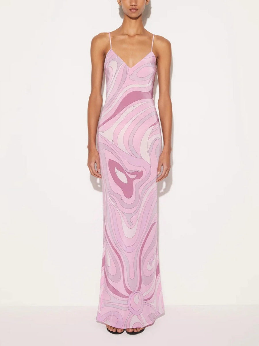 Printed Camisoles Sexy Slit Maxi Dresses