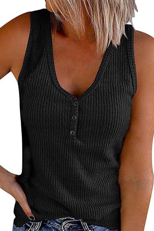 Margovil Carrie V Neck Buttons Sleeveless Top