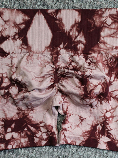 Seamless Tie-dye High-waisted, Tummy-flattening, And Butt-lifting Yoga Shorts