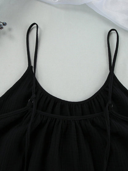 100% Cotton Temperament Camisoles Loose-fit Home Vacation Mini&Short Dresses
