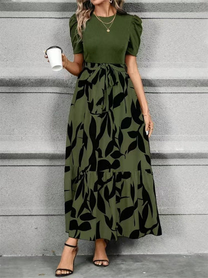 Floral Print High-waisted Long Dress
