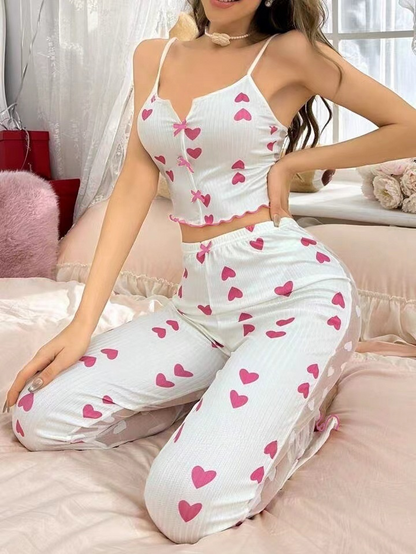 Mesh Patchwork Printed Camisole Nightgown