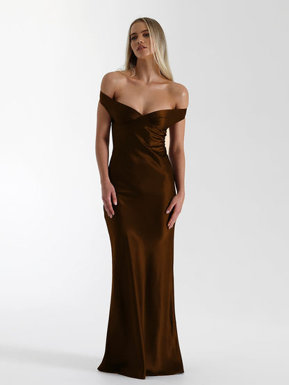 Mermaid Satin Off-shoulder Long Dress