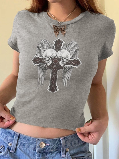 Vintage Wings Cross Hand Printed Tee