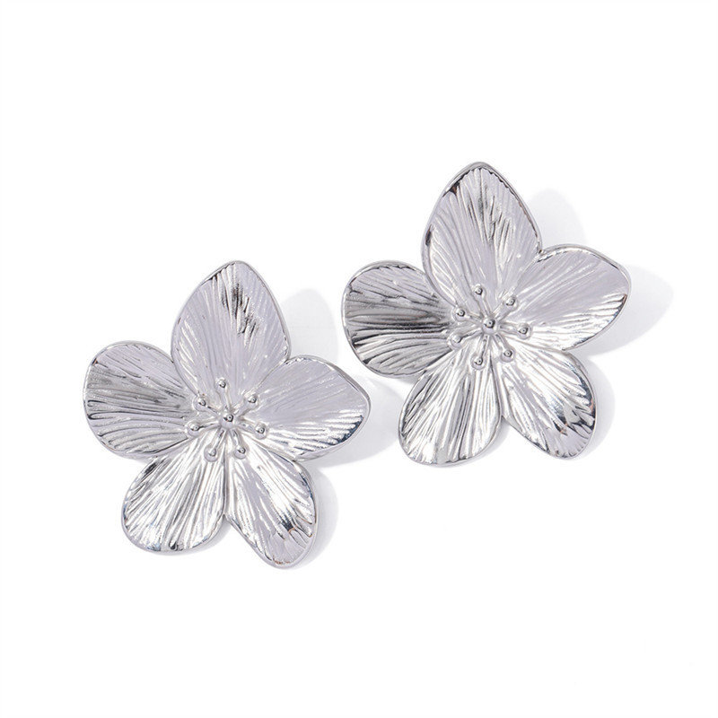 Margovil Vintage Delicate Large Flower Metal Stud Earrings