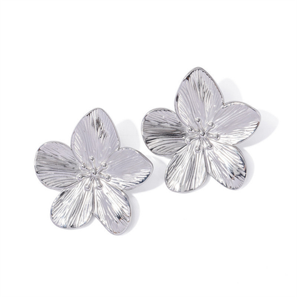 Margovil Vintage Delicate Large Flower Metal Stud Earrings