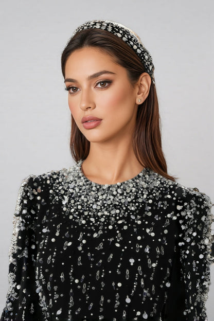 Jarety Long Sleeve Beaded Maxi Dress