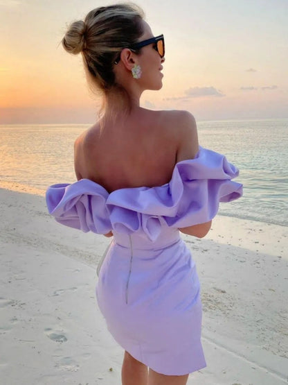 Sexy 3D Floral Mini Dress With Ruffles