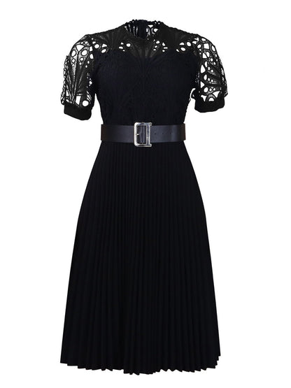 Short Sleeve Trim Lace Belts Mini&Short Dresses