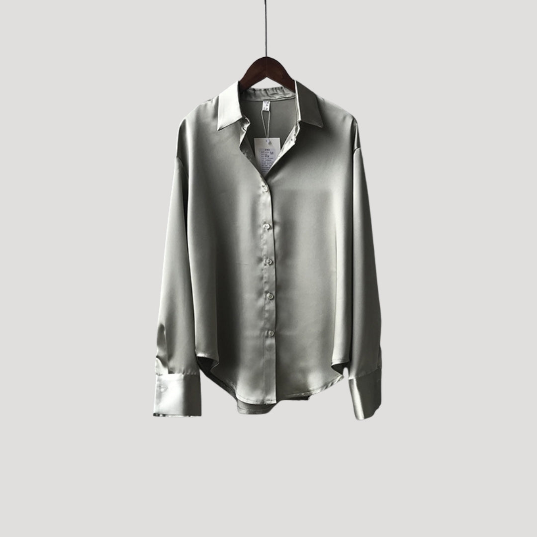 | Satin Long Sleeve Button Up Blouse