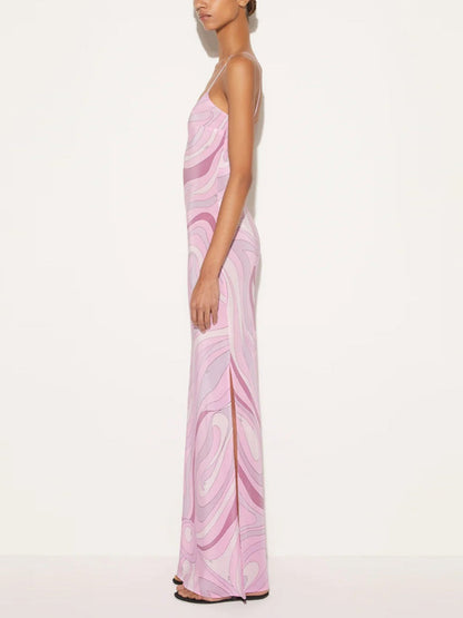 Printed Camisoles Sexy Slit Maxi Dresses
