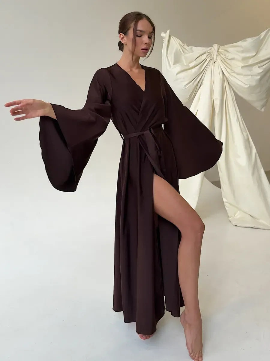 V-neck Thin Strap Nightgown Lazy Style Parties Maxi Dresses