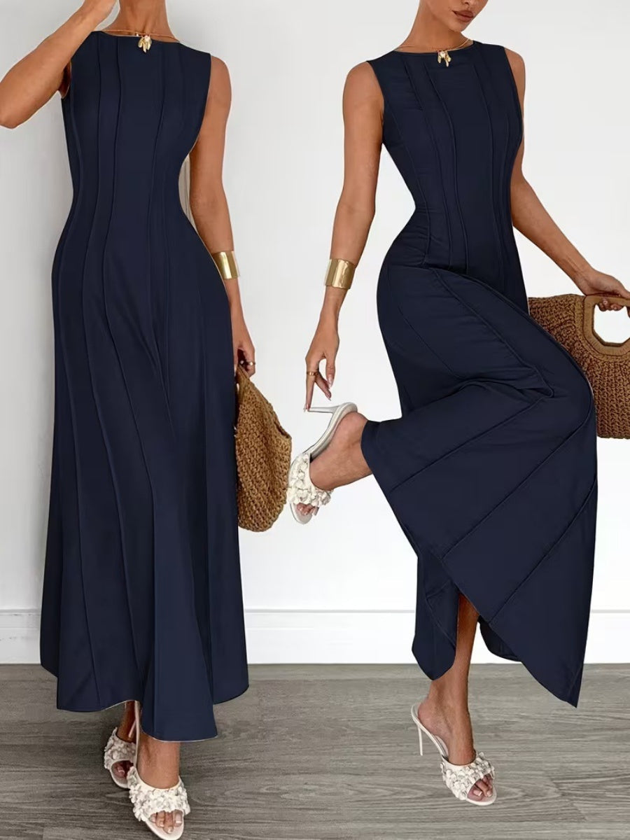 Sleeveless Temperament Gathering Grace Maxi Dresses