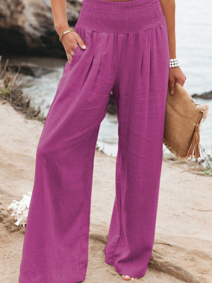 Cotton Blend Wide Leg Pocket Hit Pants
