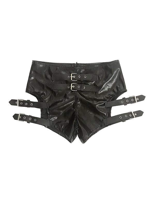 Punk Leather Hollow Shorts