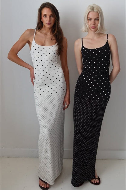 | Polka Dot Bodycon Maxi Dress