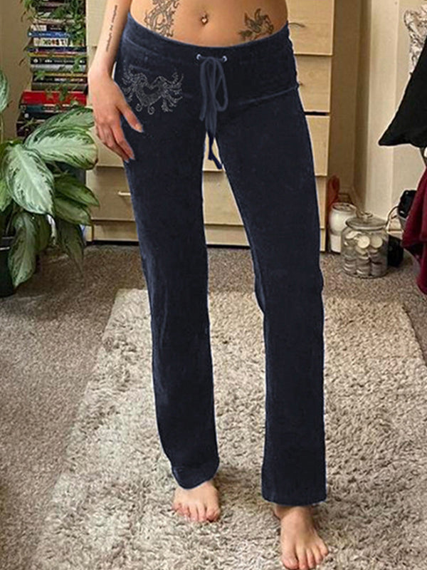 Vintage Print Straight Leg Pants