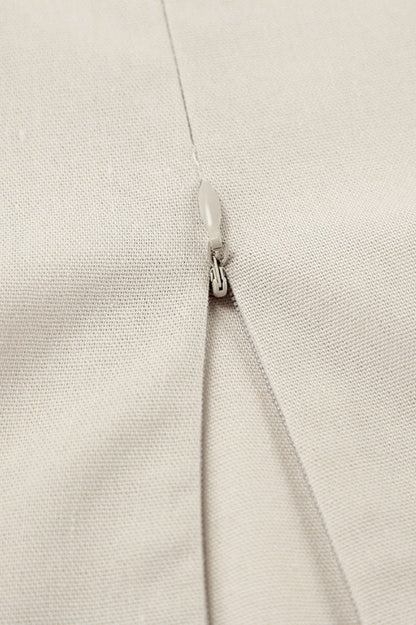 | Khaki Linen Cotton Loose Maxi Dress