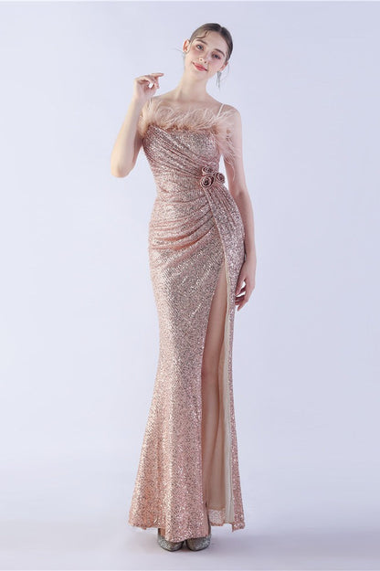 | Feather Embellished Maxi Dress