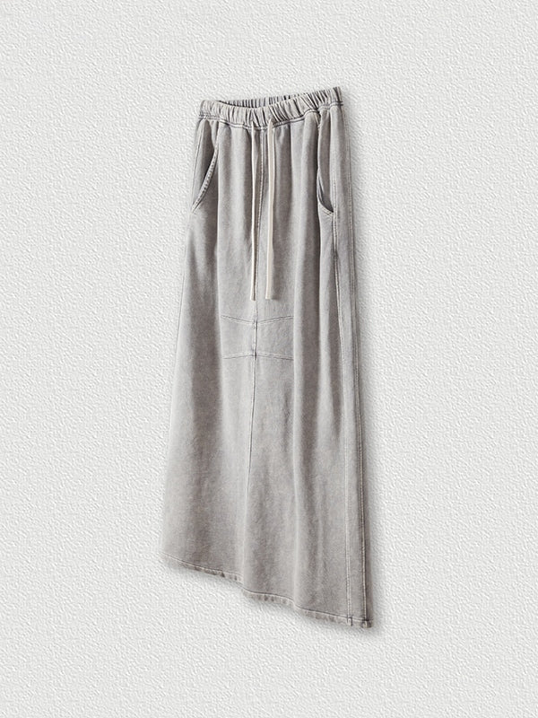 Washed Back Slit Baggy Maxi Skirt
