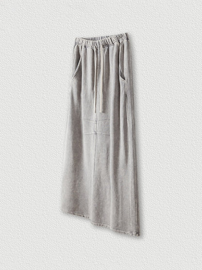 Washed Back Slit Baggy Maxi Skirt