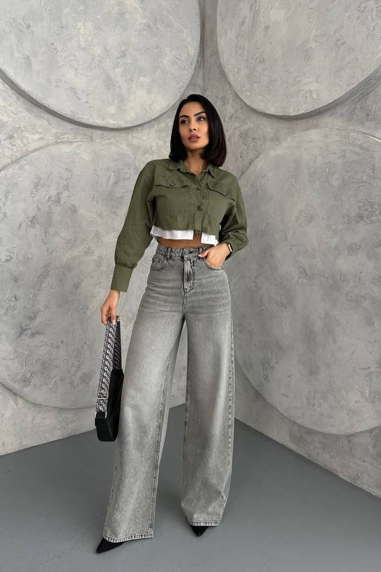 High Waist Straight Floor Jeans