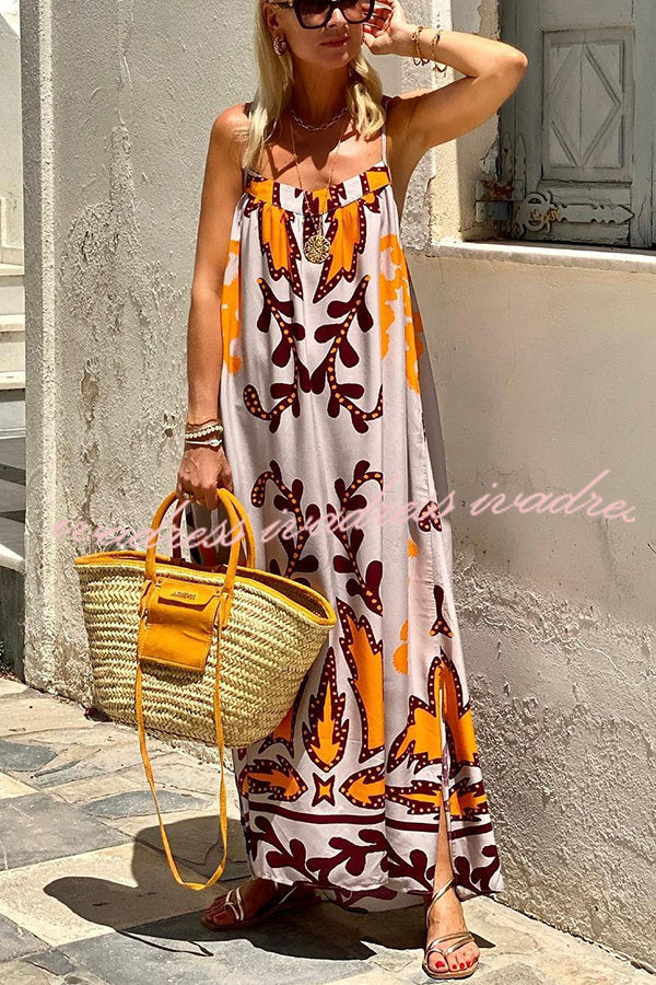 Sunday__ Color Palette Ethnic Printed Loose Cami Maxi Dress