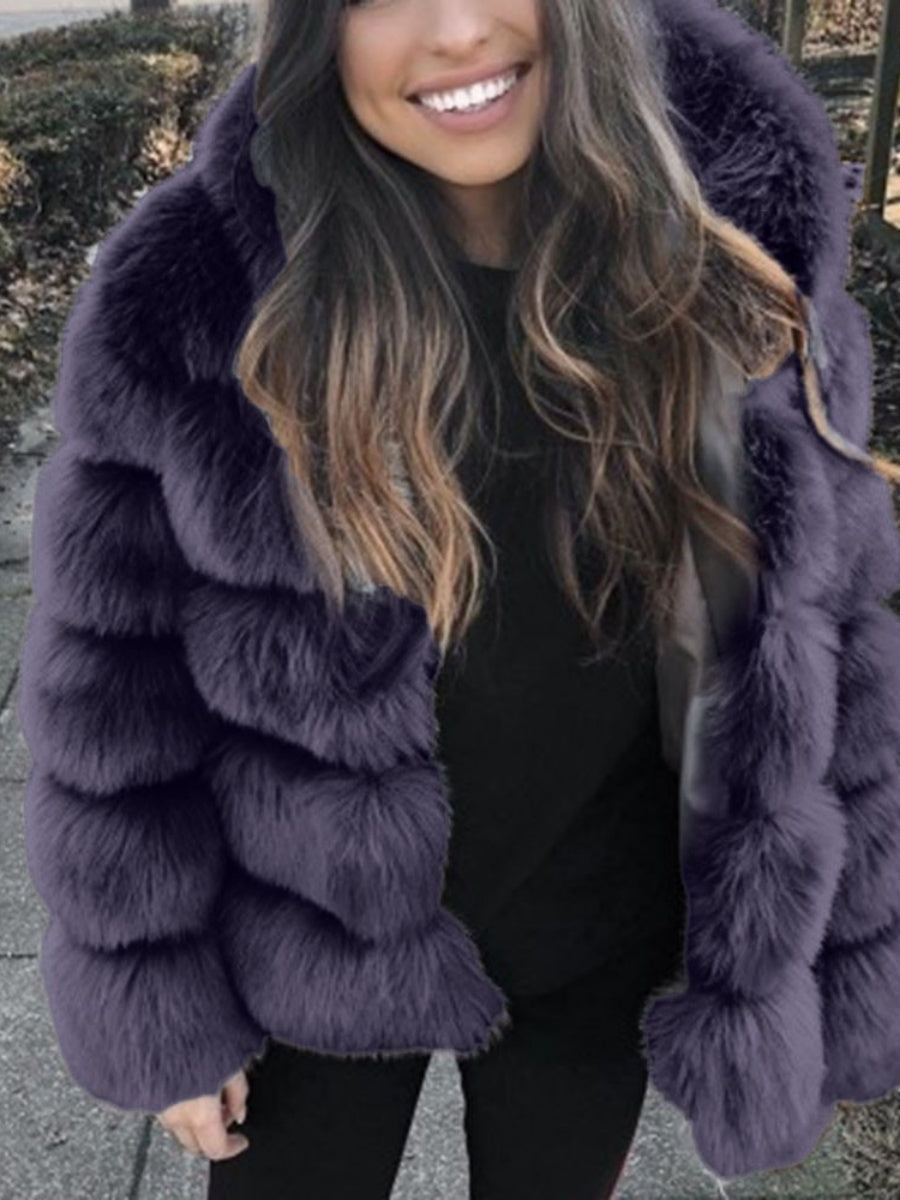 Artificial Fur Hooded Coat Parties Coats