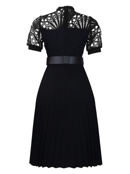 Short Sleeve Trim Lace Belts Mini&Short Dresses