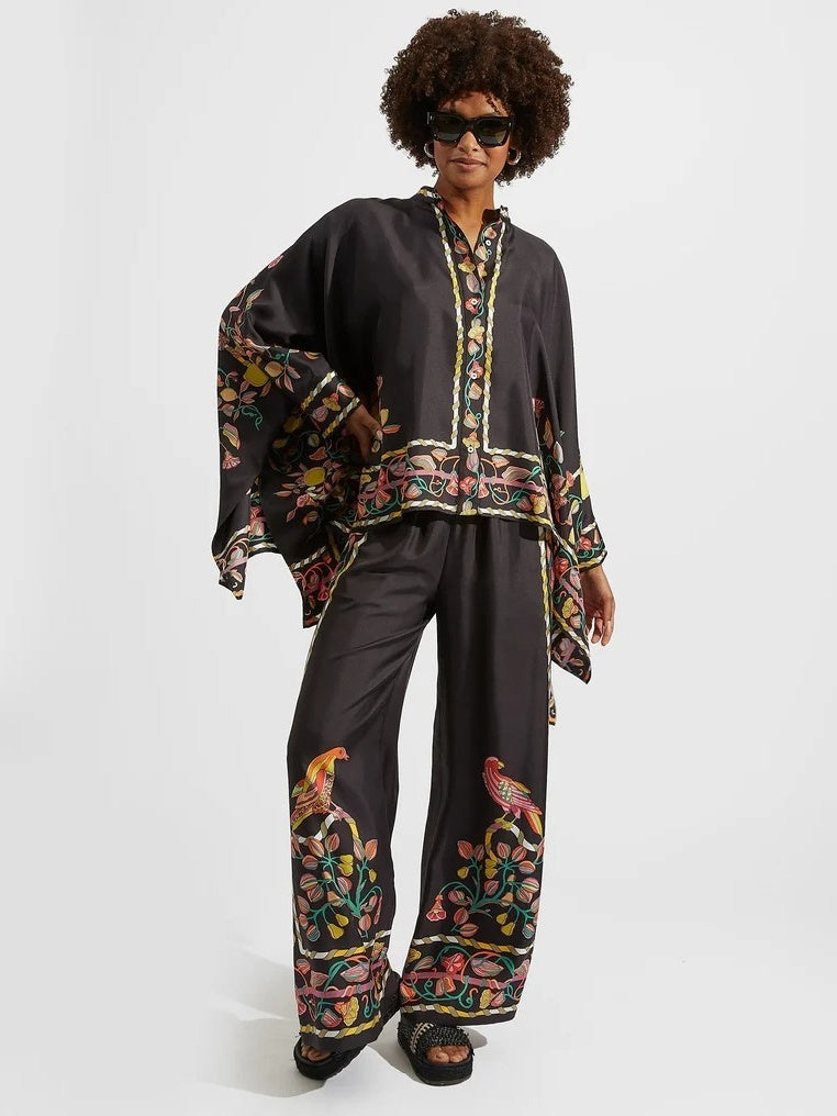 Stand-up Collar Irregular Top And Trousers Two-piece Set