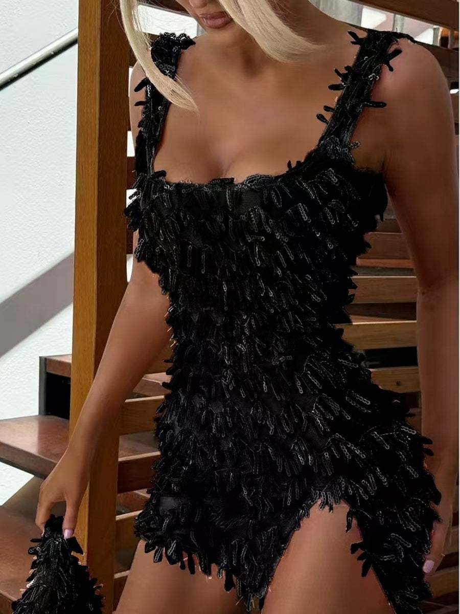 Camisoles Off-shoulder Bodycon Dress Slit Mao Mao Parties Mini&Short Dresses