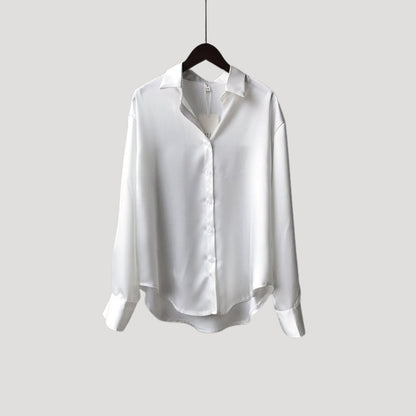 | Satin Long Sleeve Button Up Blouse
