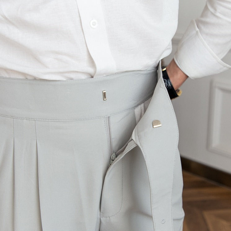 High Waist Pleated Trousers | Gurkha Closure | Maison Collection