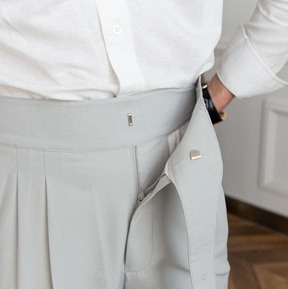 High Waist Pleated Trousers | Gurkha Closure | Maison Collection