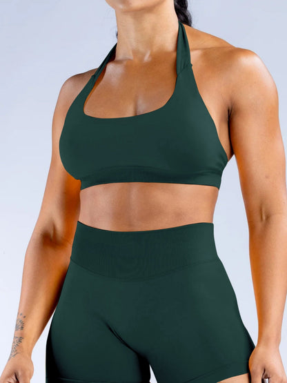 Seamless With Breast Pads Pleated Exercise Yoga Halter Bra Vest