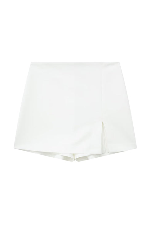 Zipper High Waist Slit Front Skort