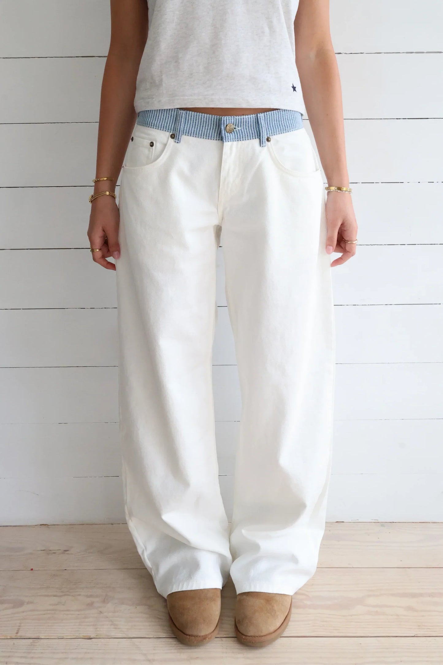 Milly Striped Relaxed Jeans