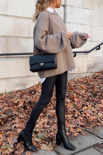 Margovil Crewneck Drop Shoulder Solid Loose Fit Sweater