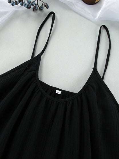 100% Cotton Temperament Camisoles Loose-fit Home Vacation Mini&Short Dresses