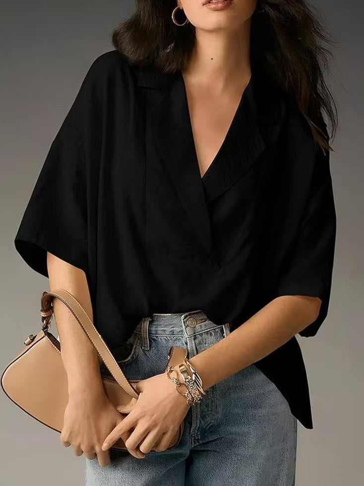 Short-sleeved Collared Casual Loose T-shirt