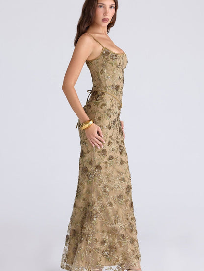 Low-cut Sleeveless Sexy Backless Tie-up Long Dress