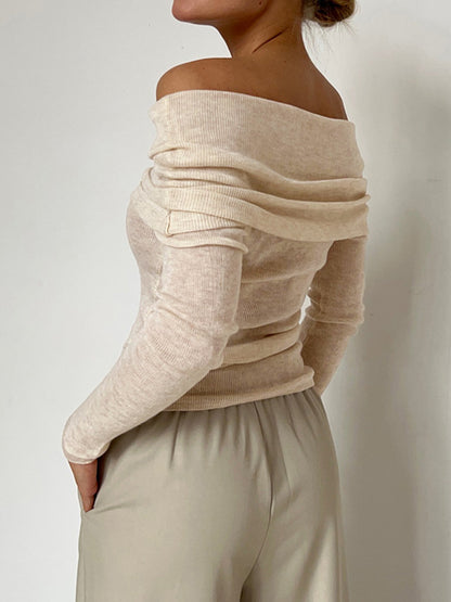 Solid Off Shoulder Slim Sweater