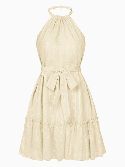 Priscilla Halter Babydoll Mini Dress - Apricot