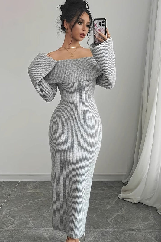 Sexy Long-Sleeve Knit Maxi Sweater Dress