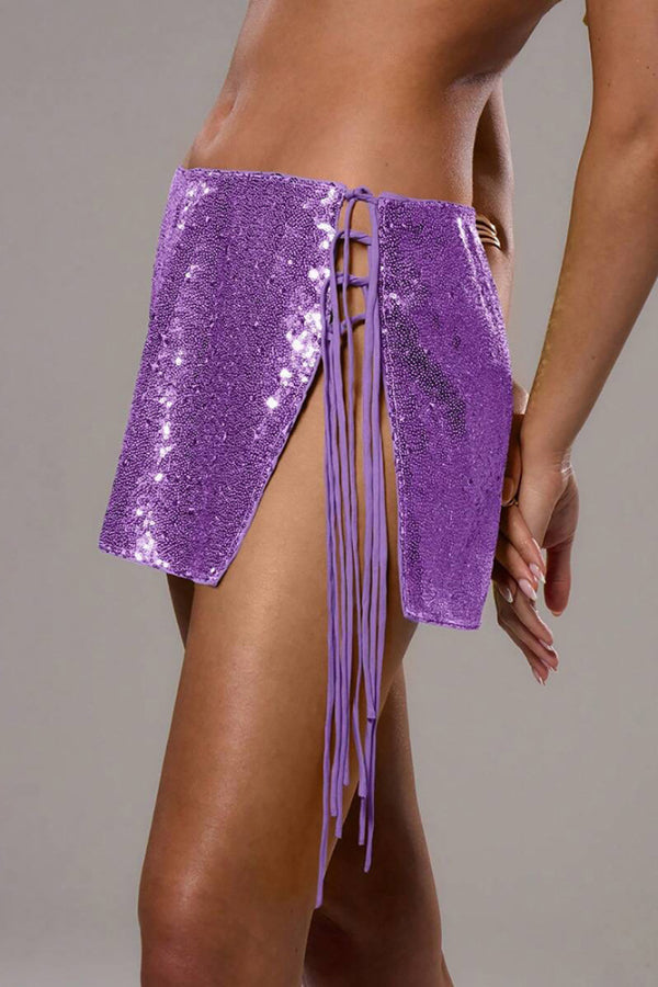 Stylish Sequined Sexy Tie Slim-fit Mini Skirt